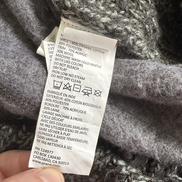 PrAna Demure Charcoal Gray Cardigan Sweater Small Wool Blend - Picture 8 of 8